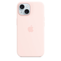 Funda iPhone 15 silicona magsafe rosa claro