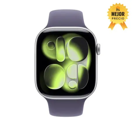 🤑Rebajas Watch 11 Cell 46 mm Plata Correa deportiva Niebla lila M/L 