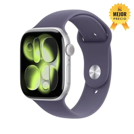 🤑Rebajas Watch 11 Cell 46 mm Plata Correa deportiva Niebla lila M/L 