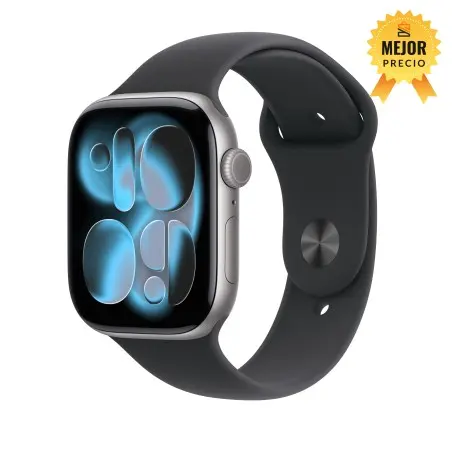 🤑Rebajas Watch 11 46mm Gris Espacial Correa deportiva negra S/M 