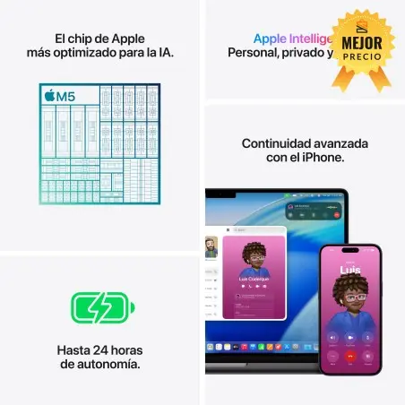 🎁 El regalo perfecto MacBook Pro 14 M5 24GB 1TB Negro Espacial 